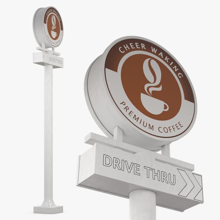 3D model Tall Coffee Shop Drive Thru Signage