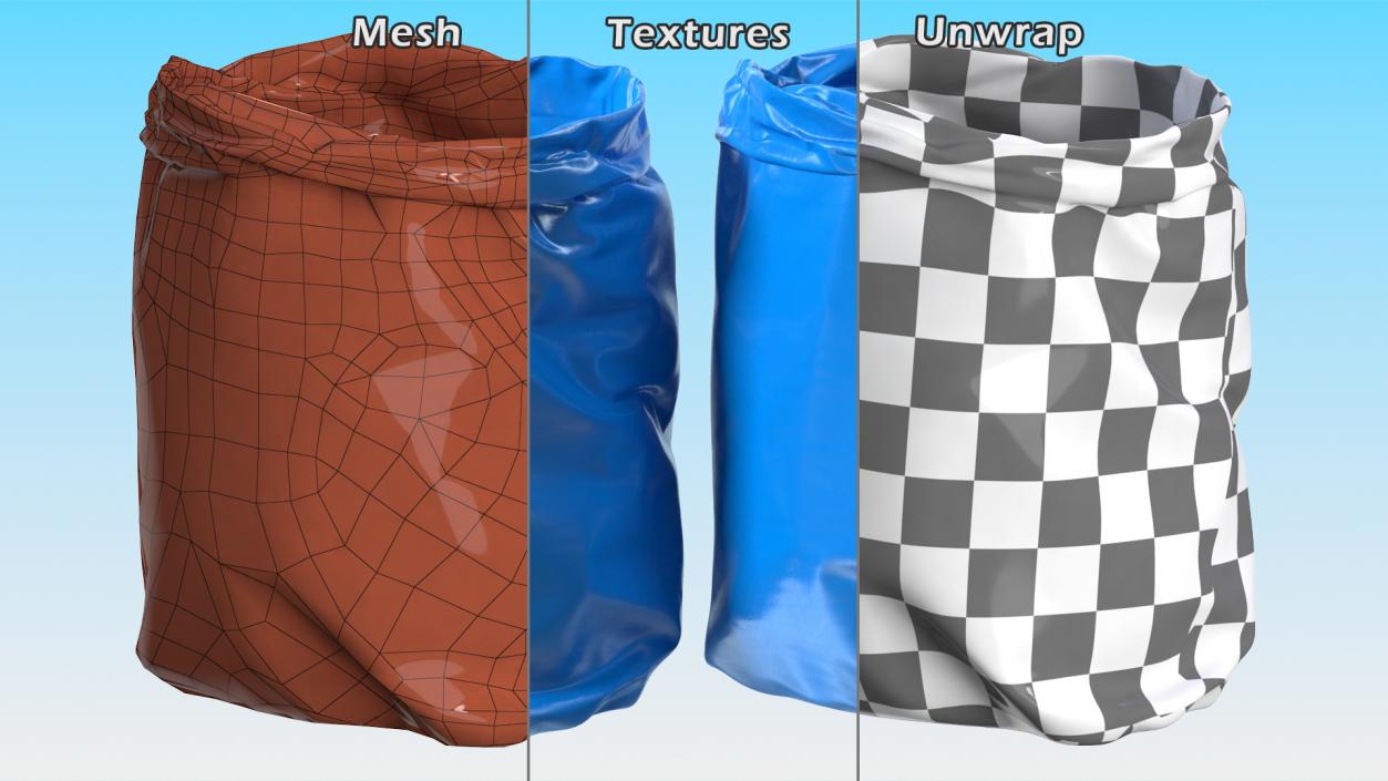 Open Blue Rubbish Bag Small 3D