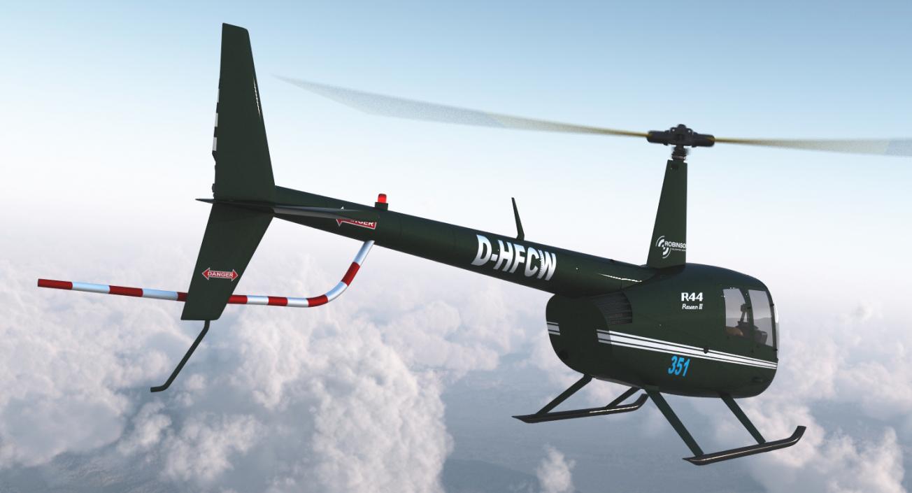 3D Light Helicopter Robinson R44 Raven II model