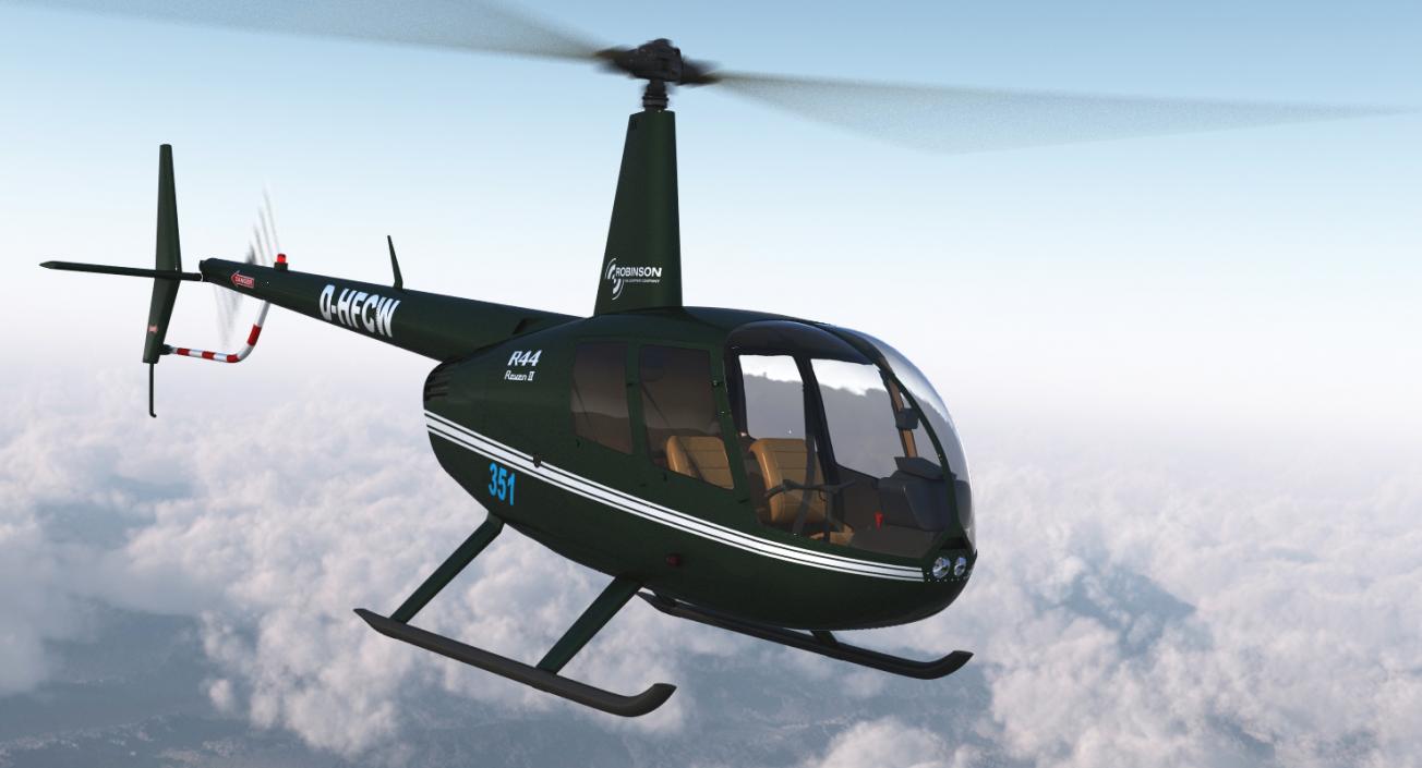 3D Light Helicopter Robinson R44 Raven II model