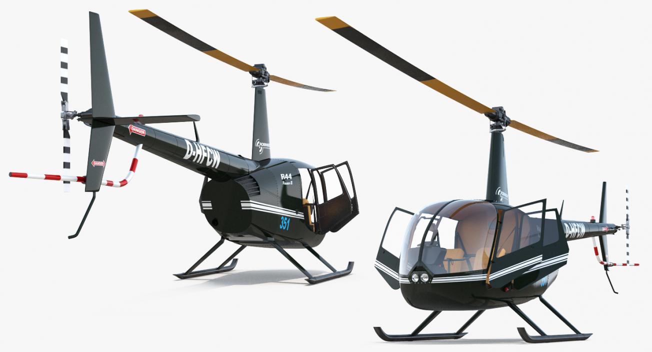 3D Light Helicopter Robinson R44 Raven II model