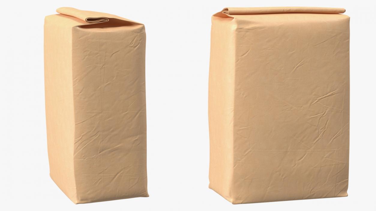 Wheat Flour Paper Bag 5lb Set 3D model