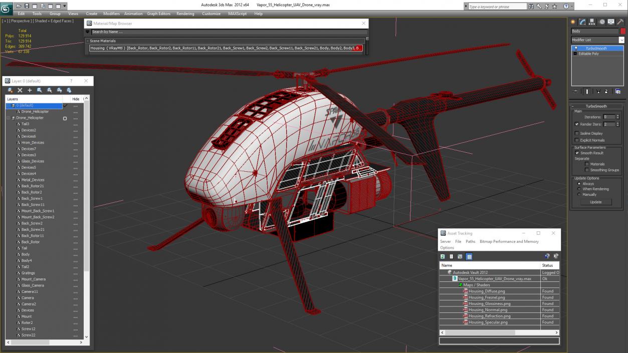 Vapor 55 Helicopter UAV Drone 3D model