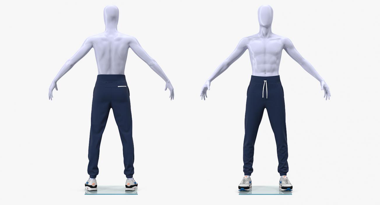 3D Blue Nike Joggers and Sneakers on Mannequin model