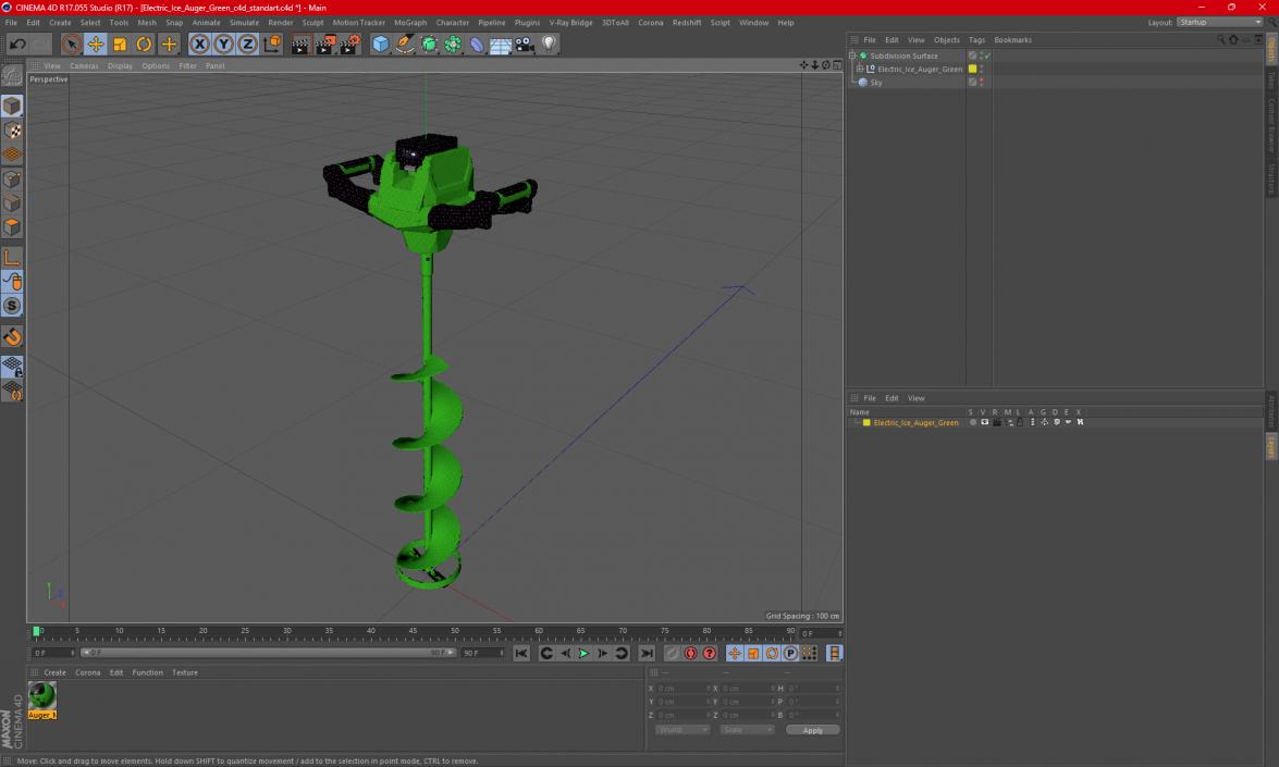 Electric Ice Auger Green 3D model