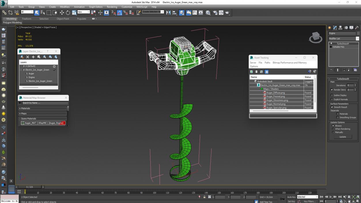 Electric Ice Auger Green 3D model