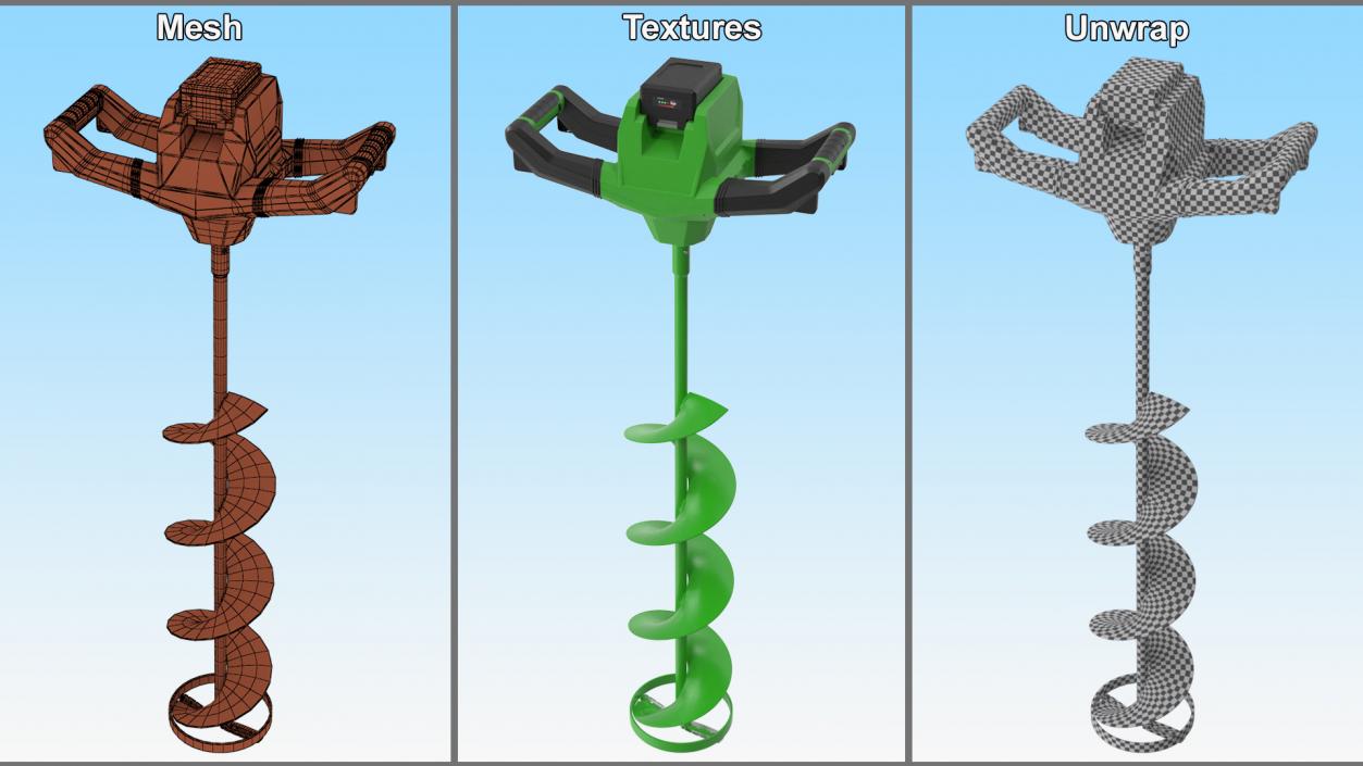 Electric Ice Auger Green 3D model