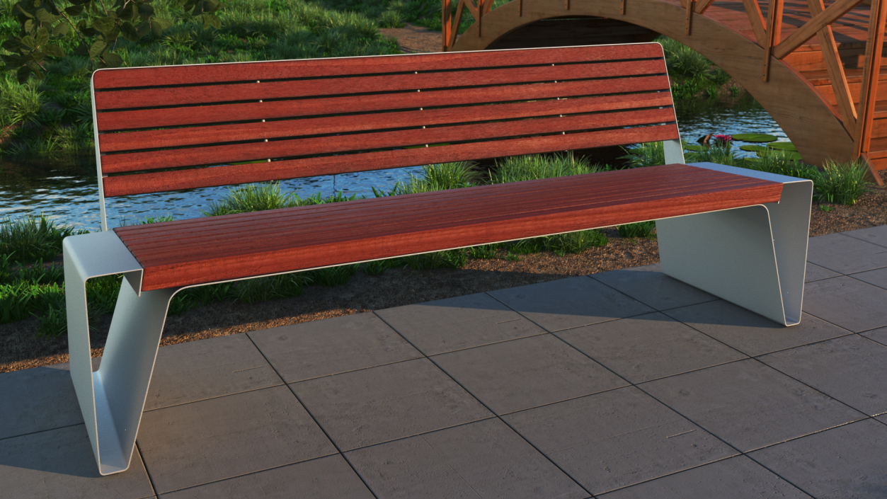 Radium Park Bench with Backrest Steel 3D