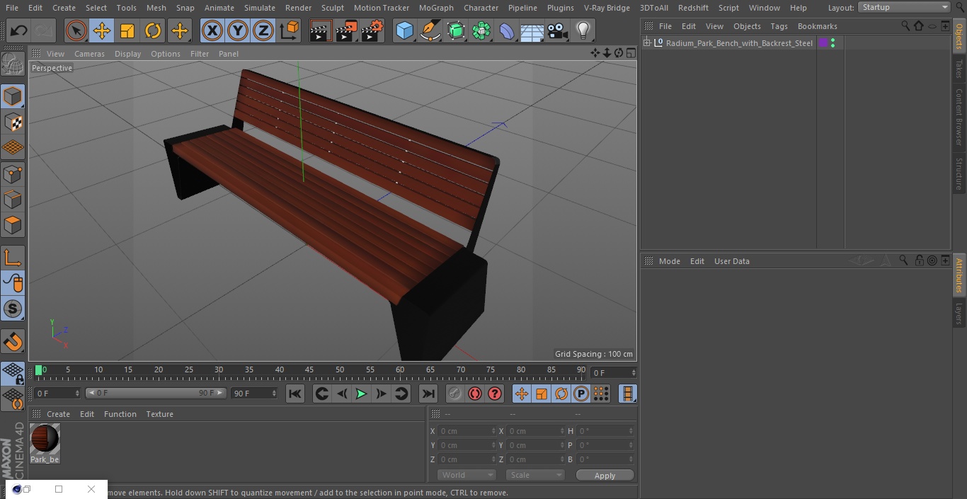 Radium Park Bench with Backrest Steel 3D