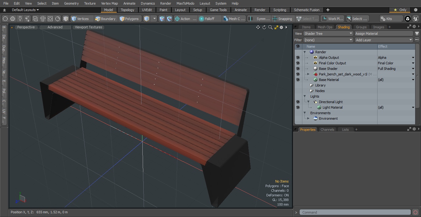 Radium Park Bench with Backrest Steel 3D