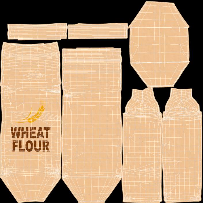 3D Wheat Flour Brown Paper Bag 5lb