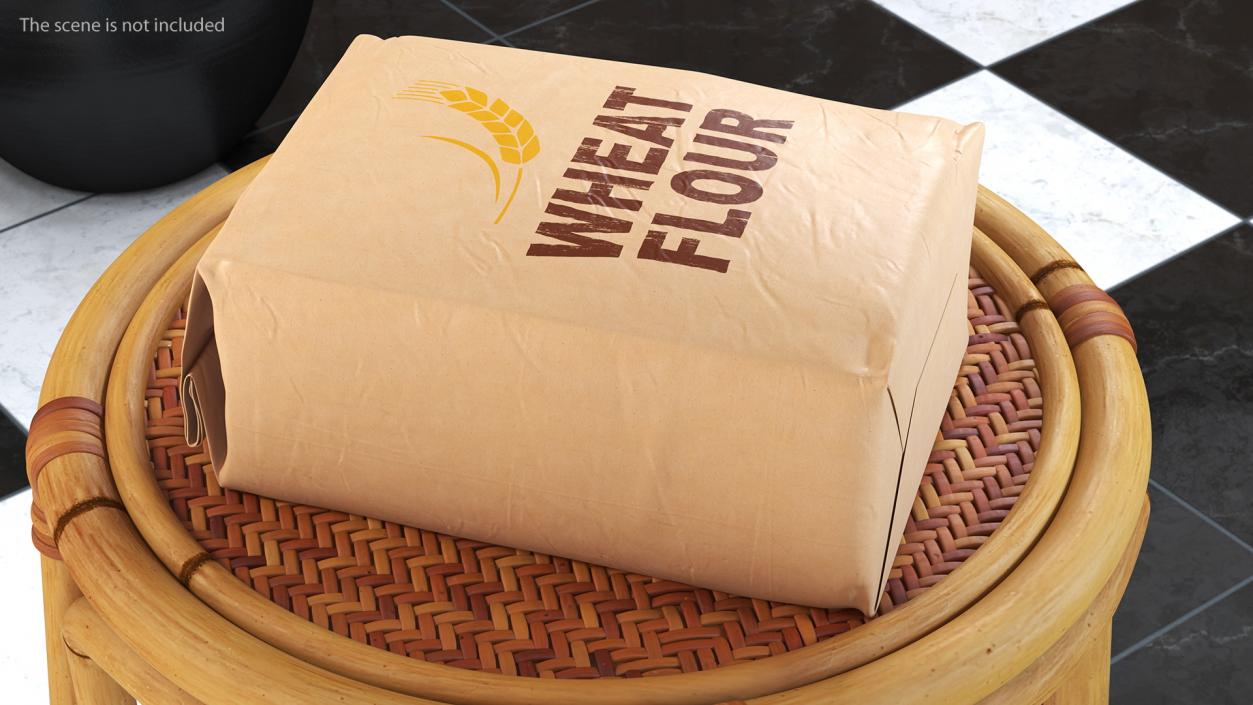 3D Wheat Flour Brown Paper Bag 5lb