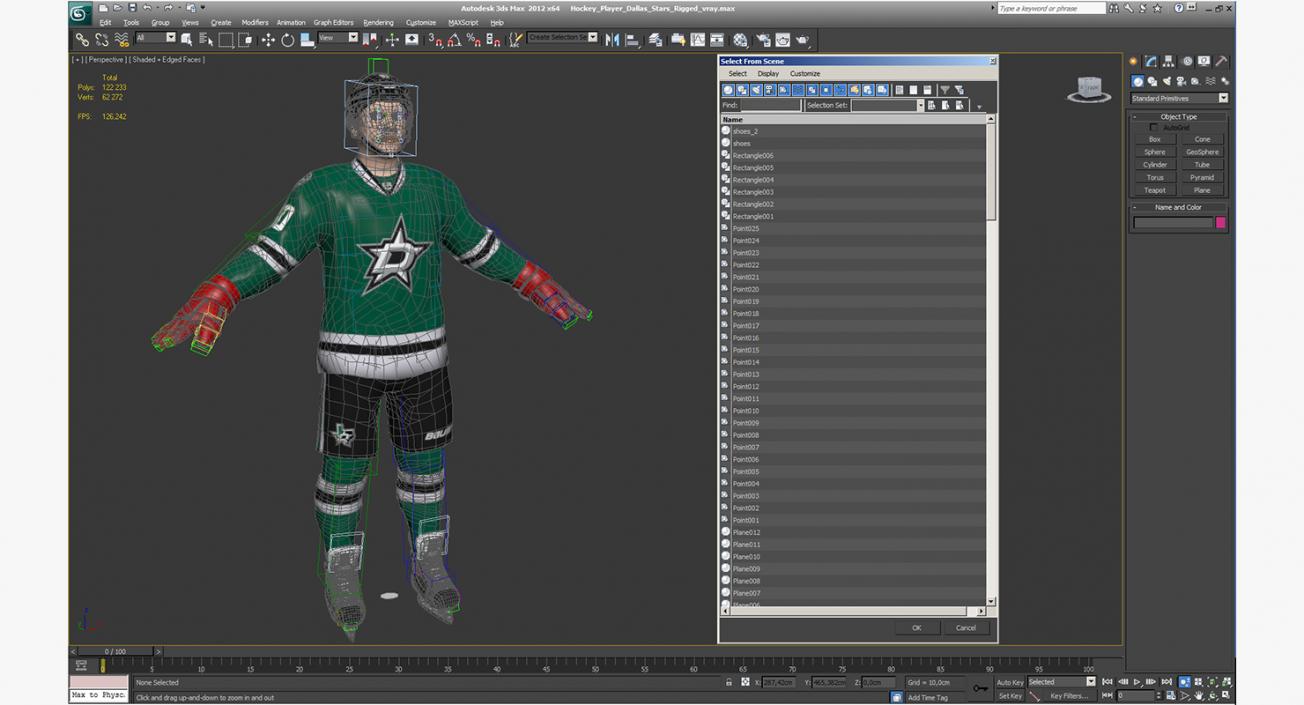 3D Hockey Player Stars Rigged