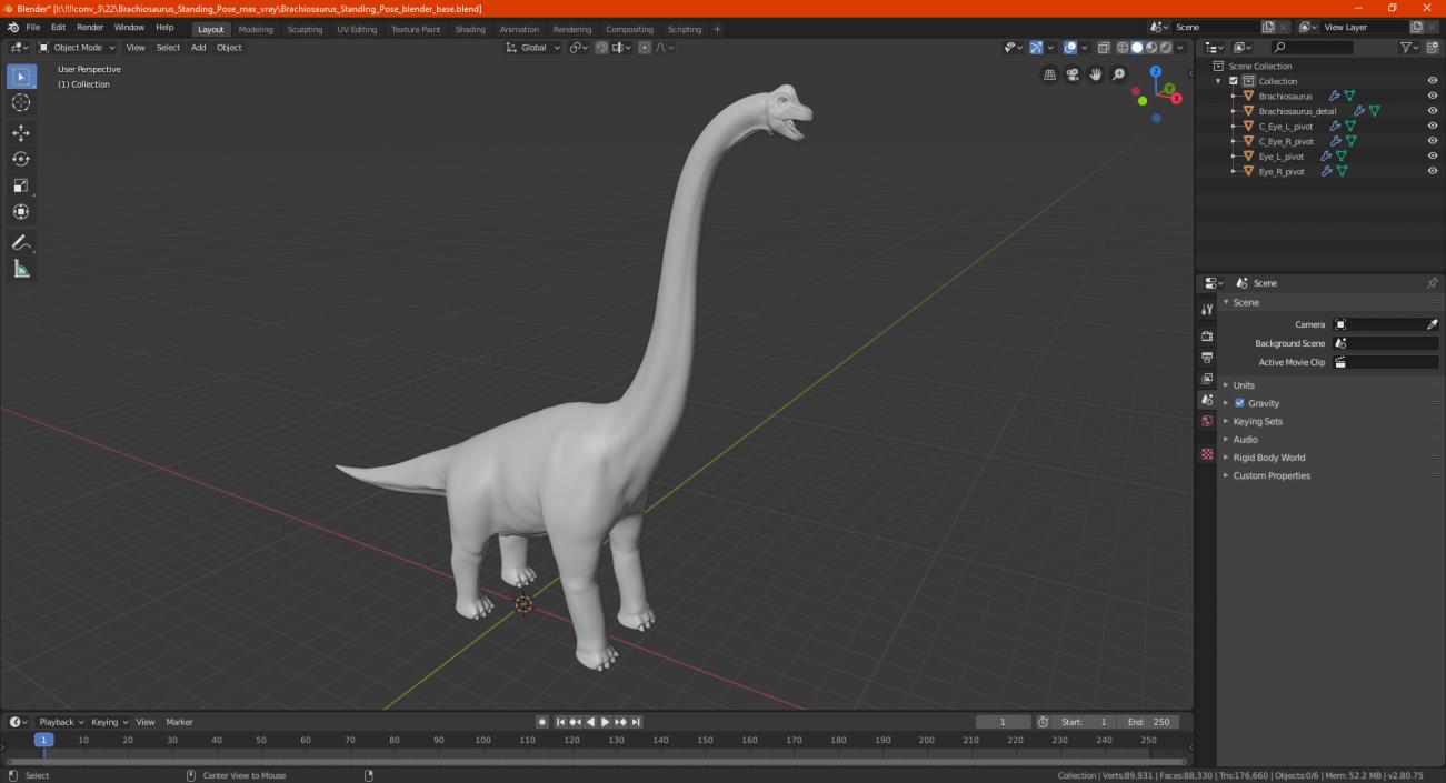 Brachiosaurus Standing Pose 3D