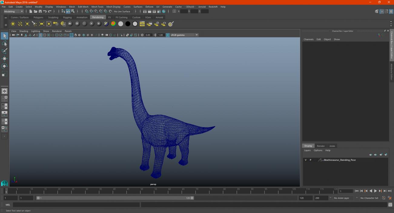 Brachiosaurus Standing Pose 3D