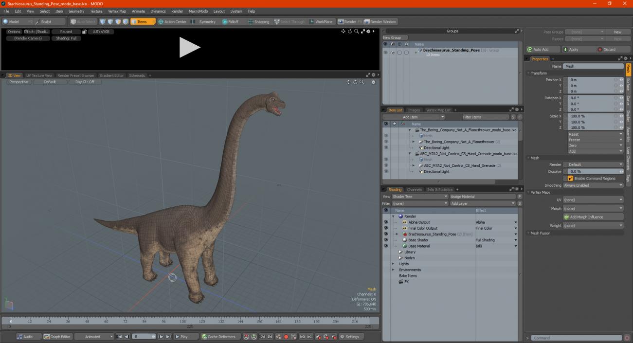 Brachiosaurus Standing Pose 3D