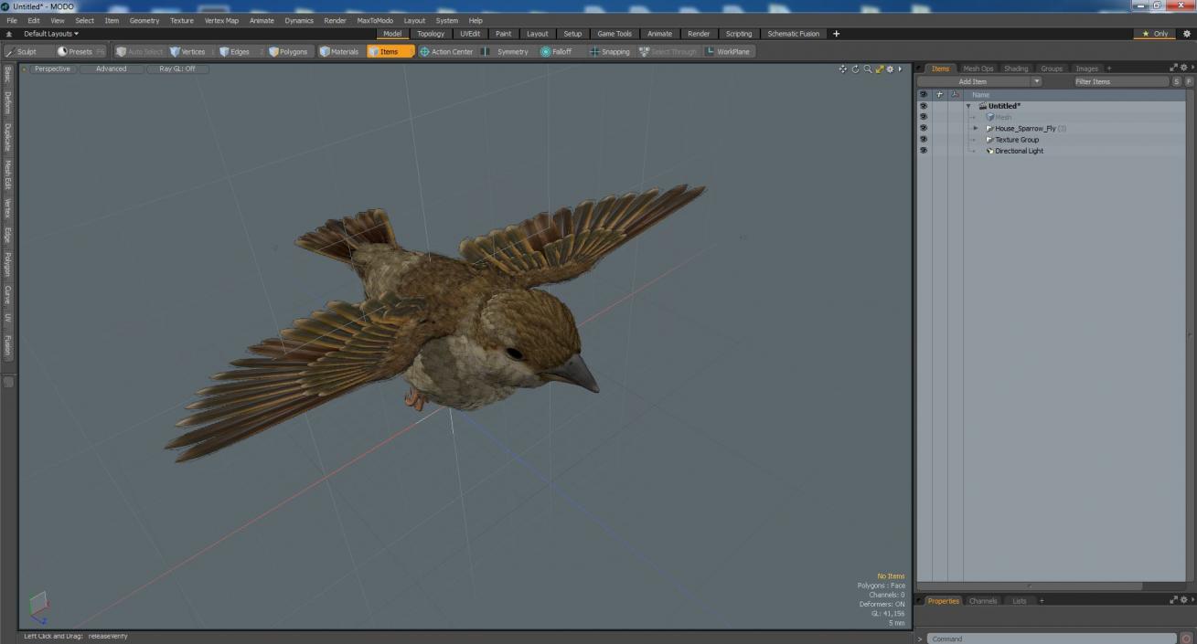 House Sparrow Fly 3D