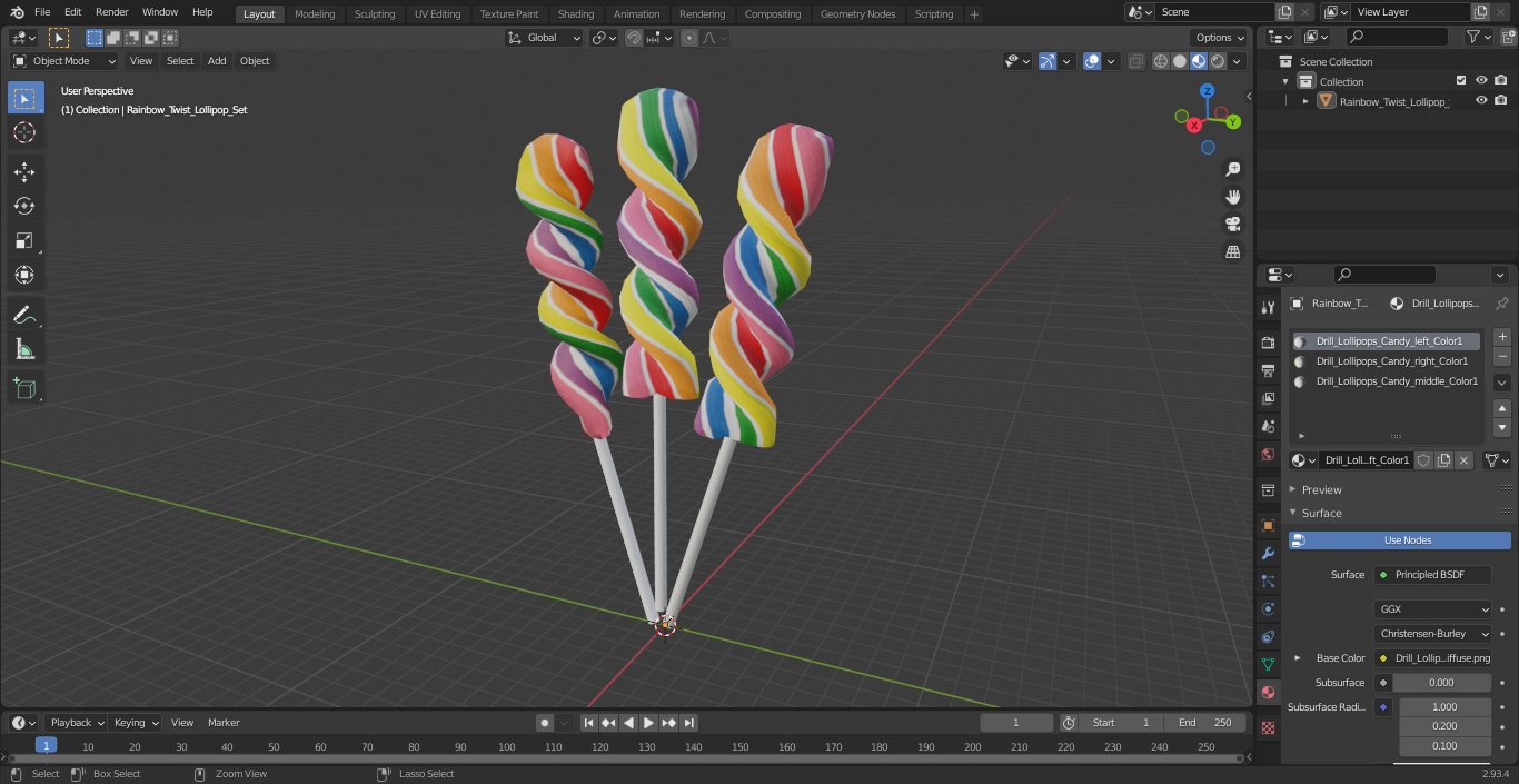 3D Rainbow Twist Lollipop Set