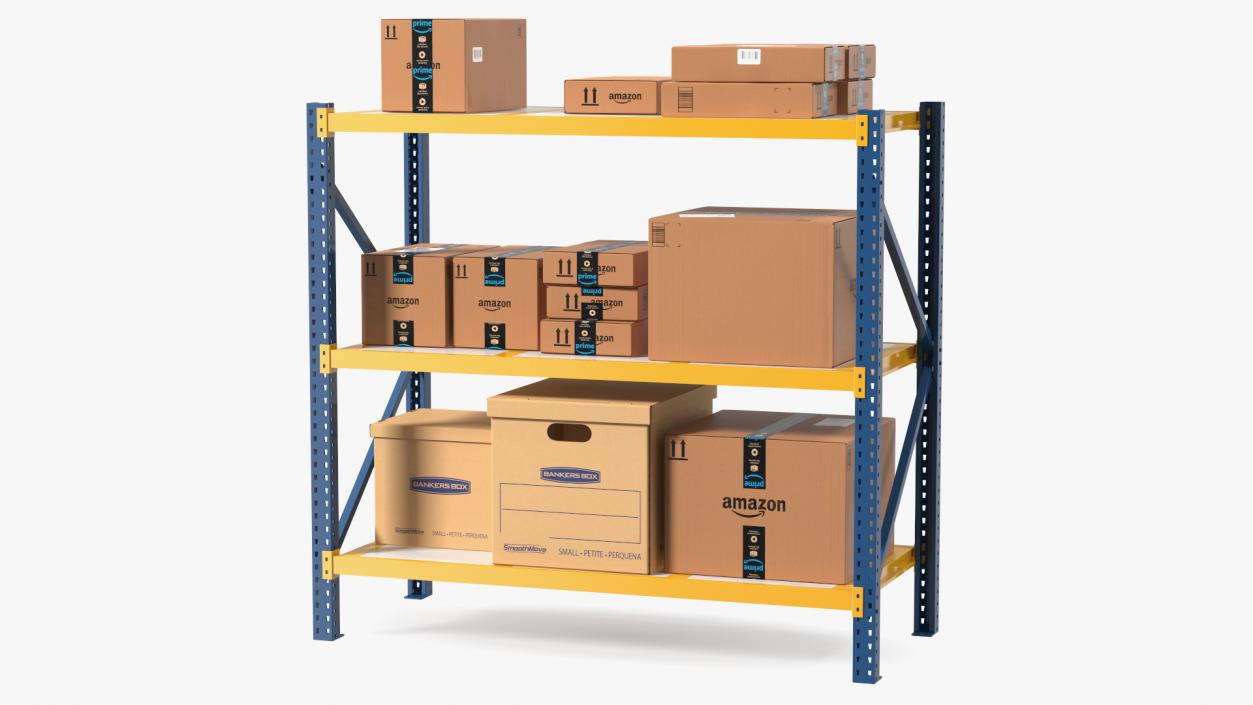 3D model Warehouse Rack with Boxes