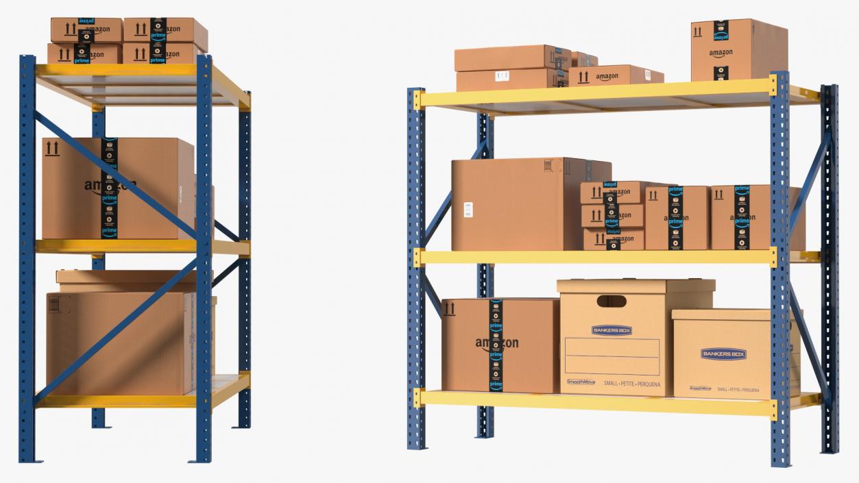 3D model Warehouse Rack with Boxes