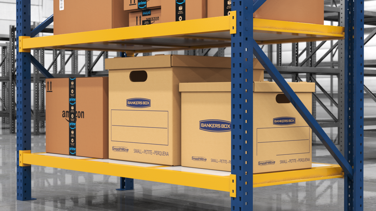 3D model Warehouse Rack with Boxes