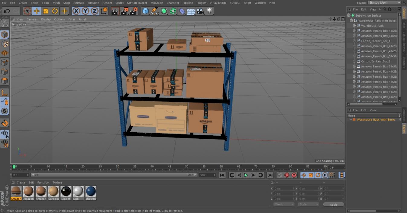 3D model Warehouse Rack with Boxes