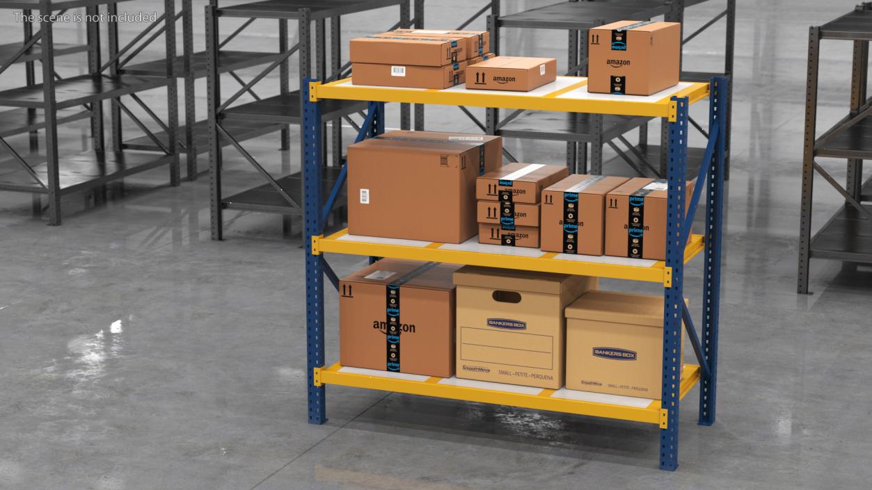 3D model Warehouse Rack with Boxes