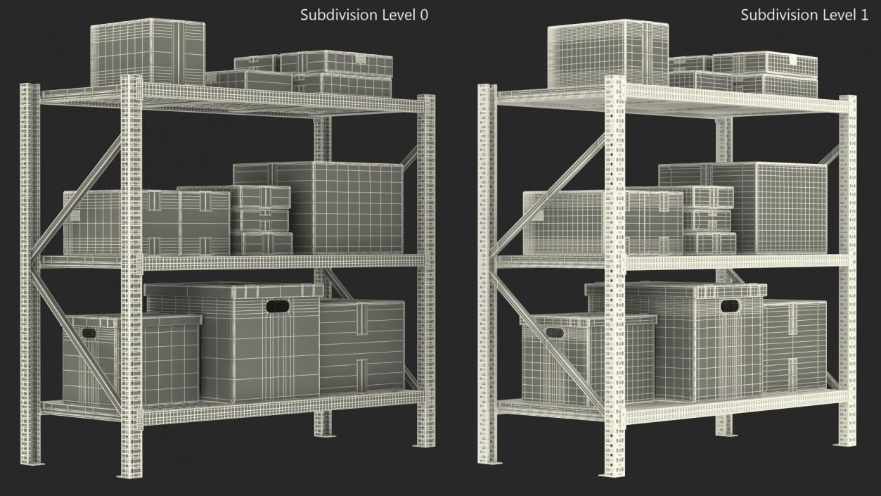 3D model Warehouse Rack with Boxes