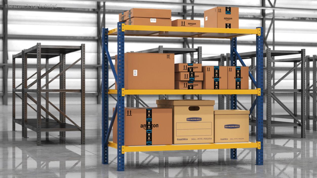 3D model Warehouse Rack with Boxes