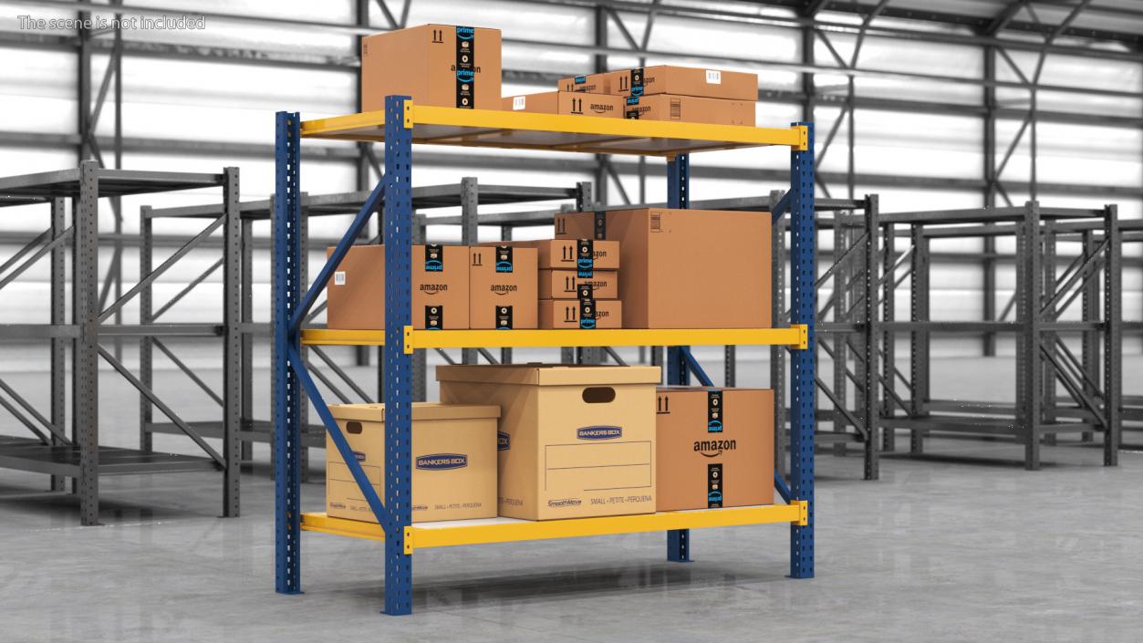 3D model Warehouse Rack with Boxes