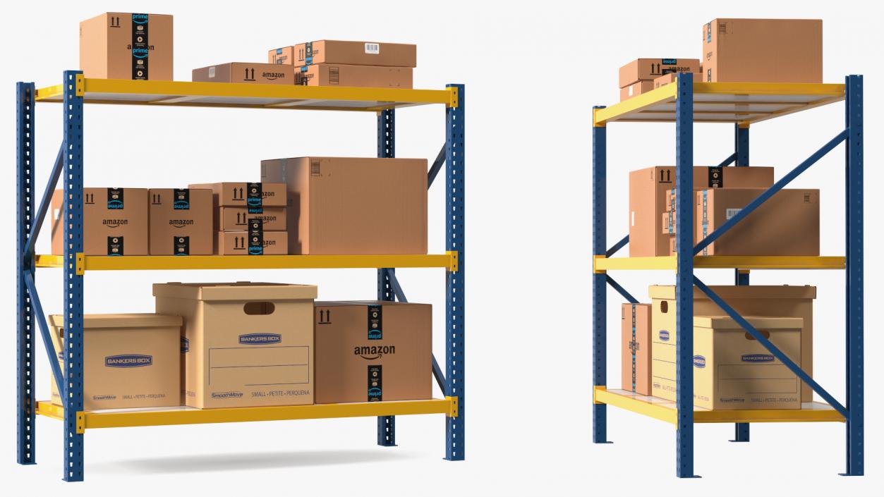 3D model Warehouse Rack with Boxes