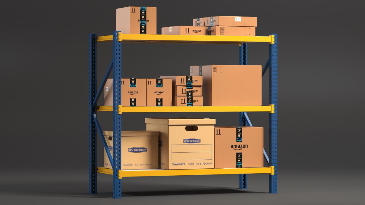 3D model Warehouse Rack with Boxes