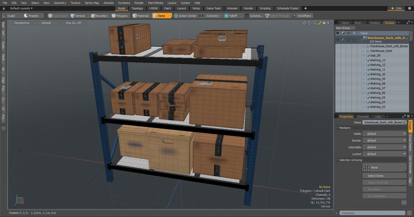 3D model Warehouse Rack with Boxes