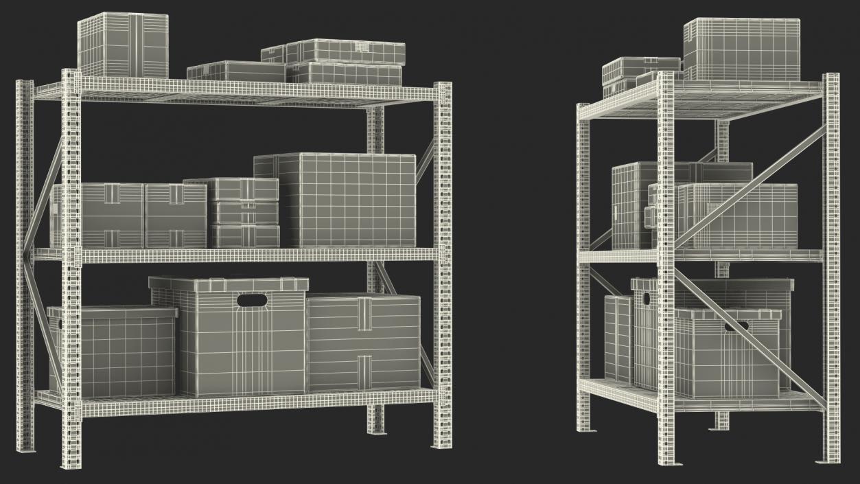 3D model Warehouse Rack with Boxes