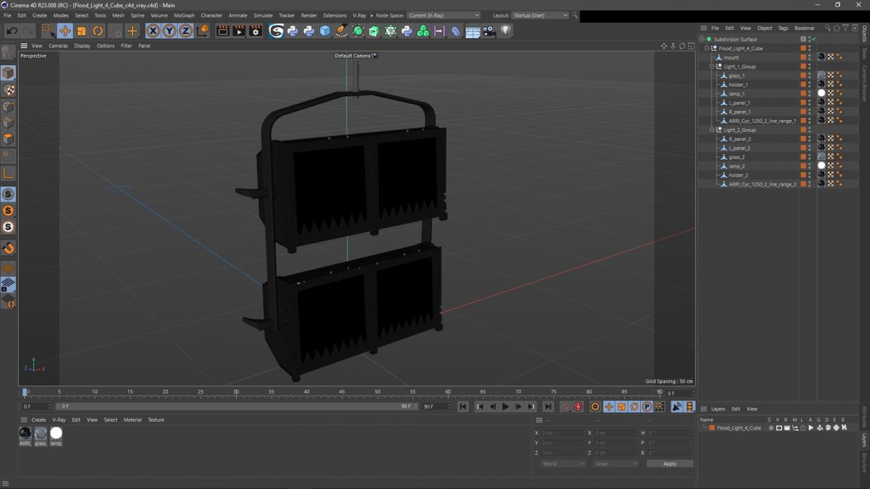 3D Flood Light 4 Cube model