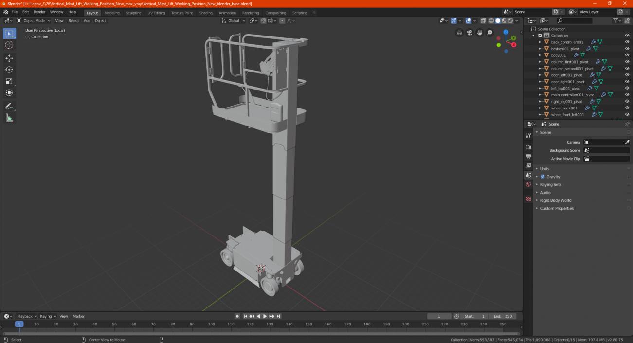 Vertical Mast Lift Working Position New 3D model