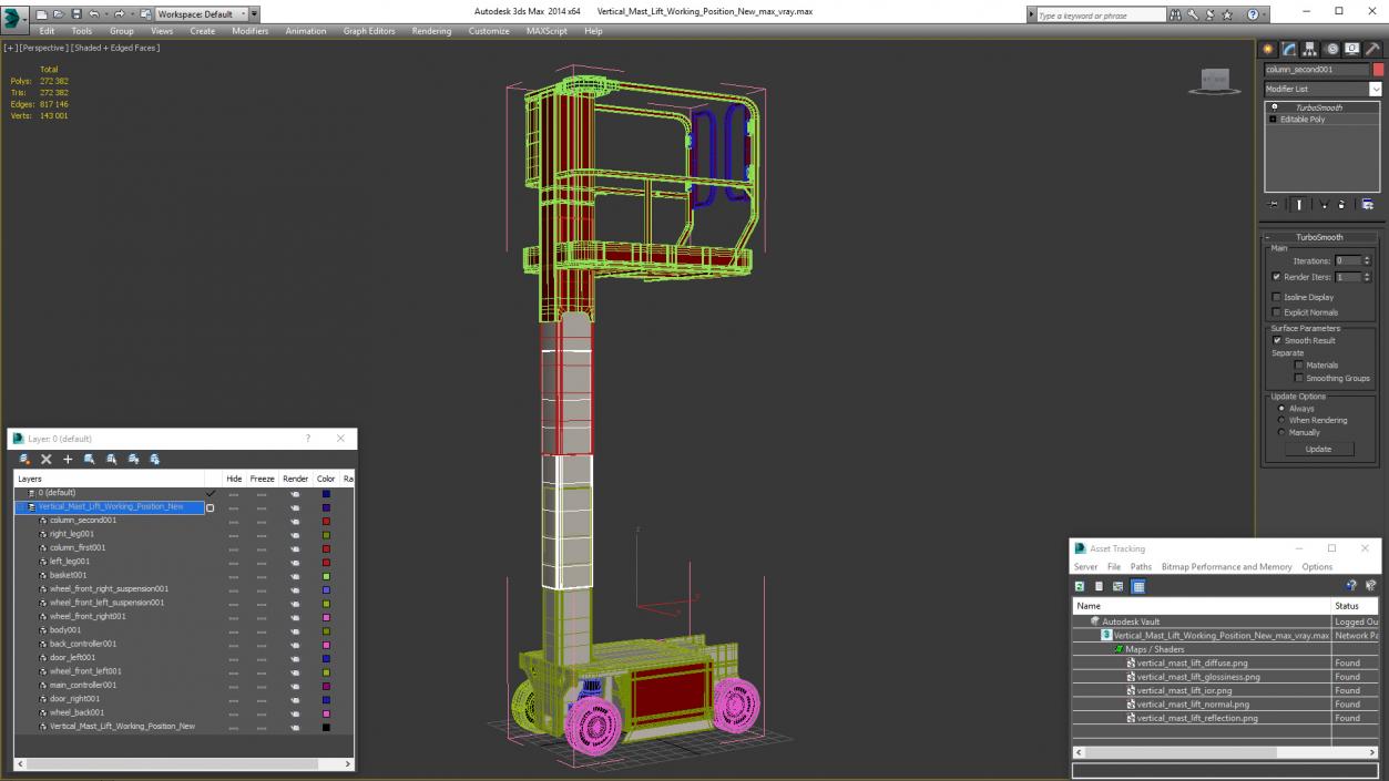 Vertical Mast Lift Working Position New 3D model