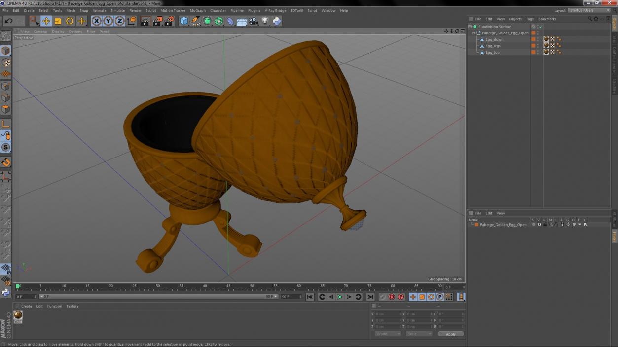 3D Faberge Golden Egg Open model