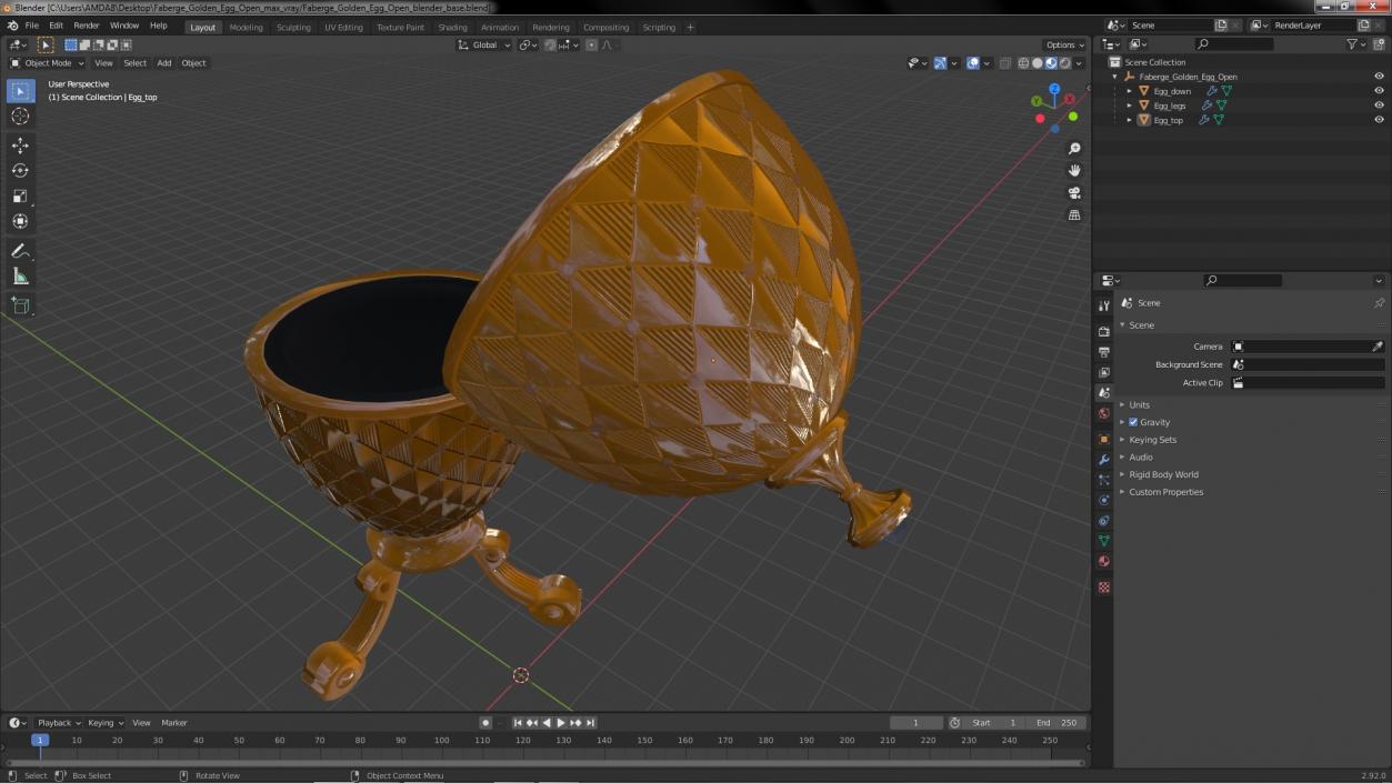 3D Faberge Golden Egg Open model