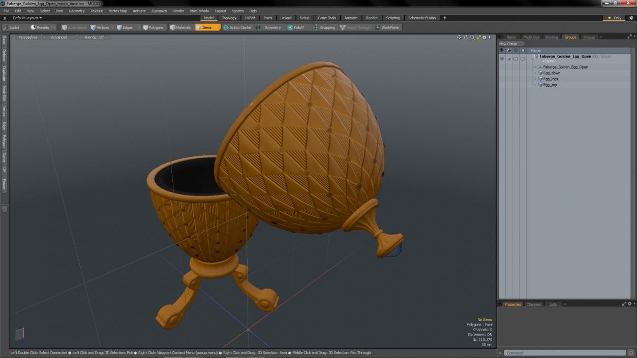 3D Faberge Golden Egg Open model