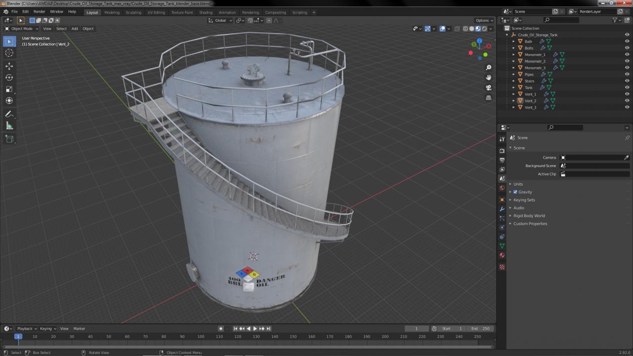 Crude Oil Storage Tank 3D