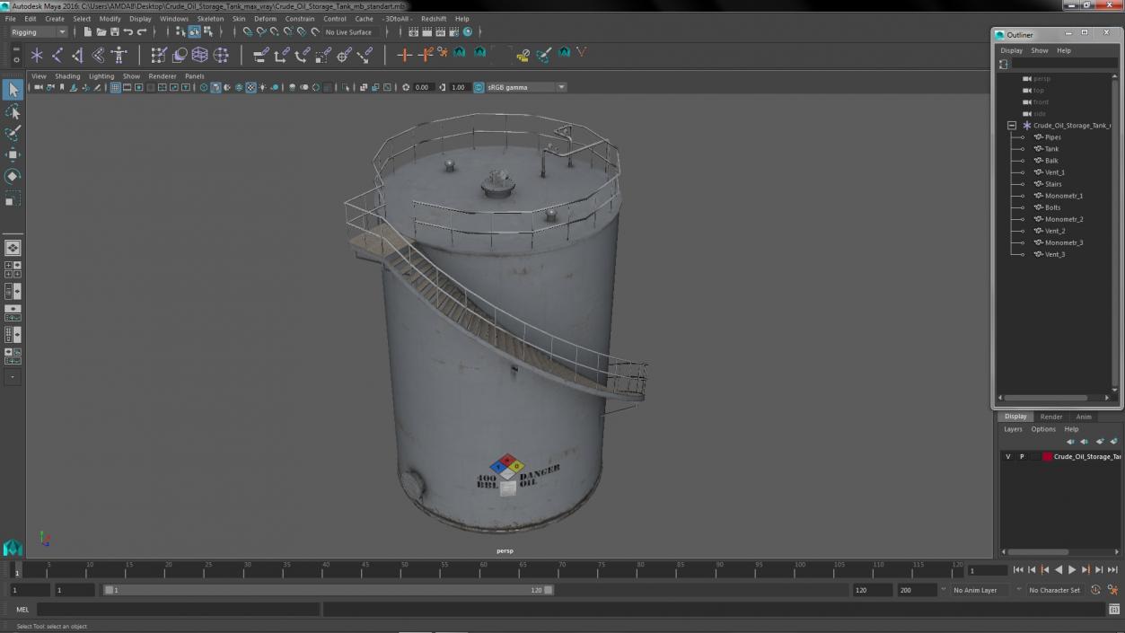 Crude Oil Storage Tank 3D