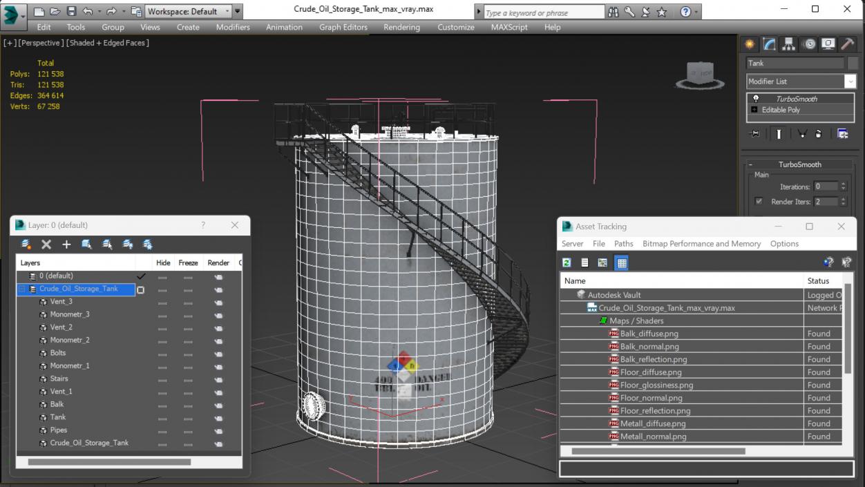 Crude Oil Storage Tank 3D