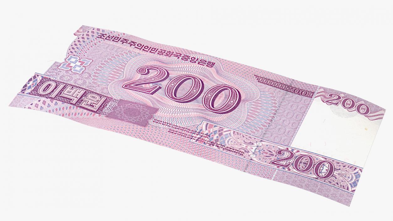 North Korea 200 Won Banknotes Pack 3D model