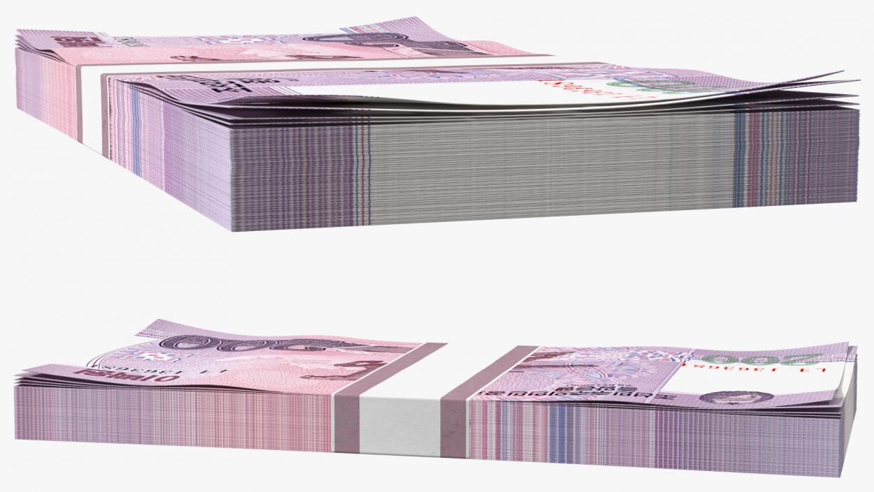 North Korea 200 Won Banknotes Pack 3D model