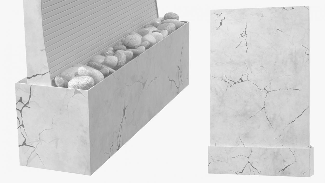 White Marble Wall Fountain Empty 3D