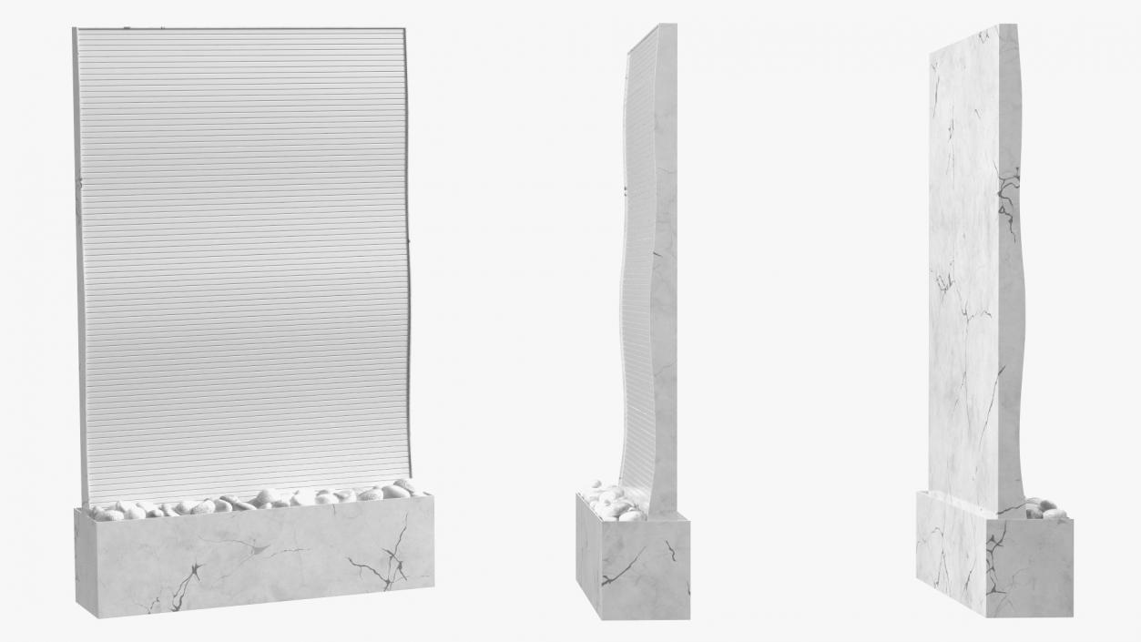 White Marble Wall Fountain Empty 3D