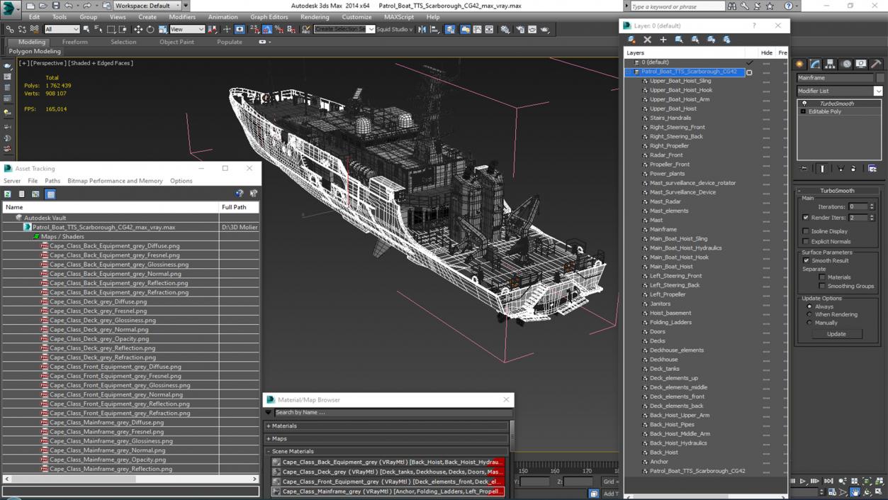 TTS Scarborough CG42 Coast Guard Rigged 3D model