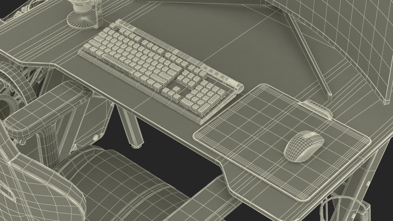 Modern Gamer Table with Computer 3D