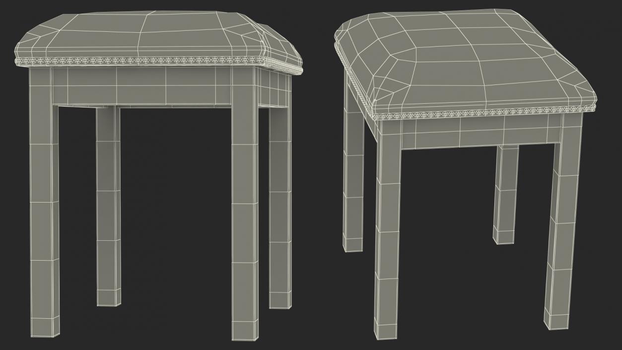 Church Wooden Stool 3D model